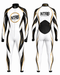 Combinaison karting aérodynamique NTRB Racewears Aero White Gold - vue avant et arrière