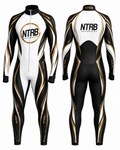 Combinaison karting aérodynamique NTRB Racewears Aero Black Gold - vue avant et arrière