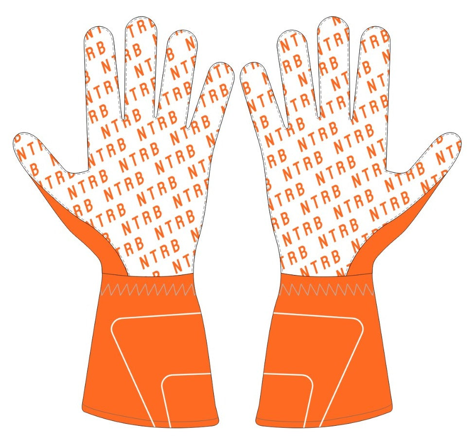Gant de karting orange – grip en silicone pour piste sèche
